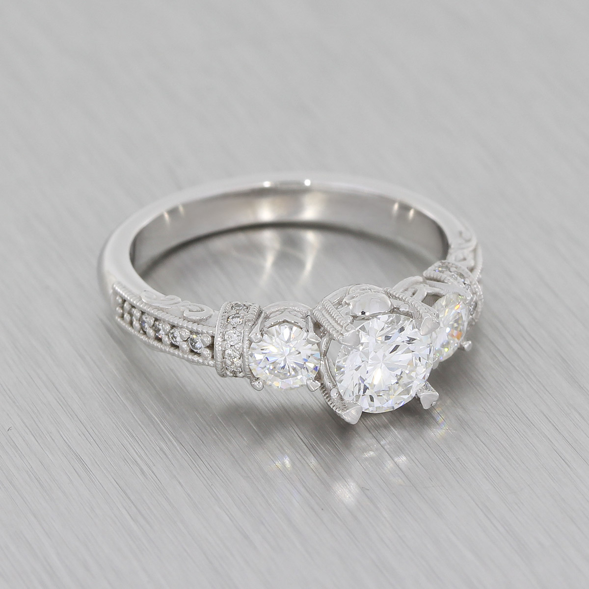 Diamond north south hot sale 3 stone ring